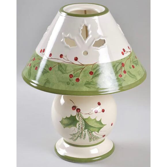 Lenox Vintage Holiday Gatherings Holly Berry Tea Light Candle Lamp New - Picture 1 of 10